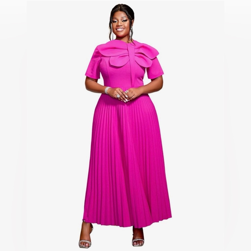 Elegant Pink Pleated A-line Dress
Plus Size Fits like 1X (see size chart)